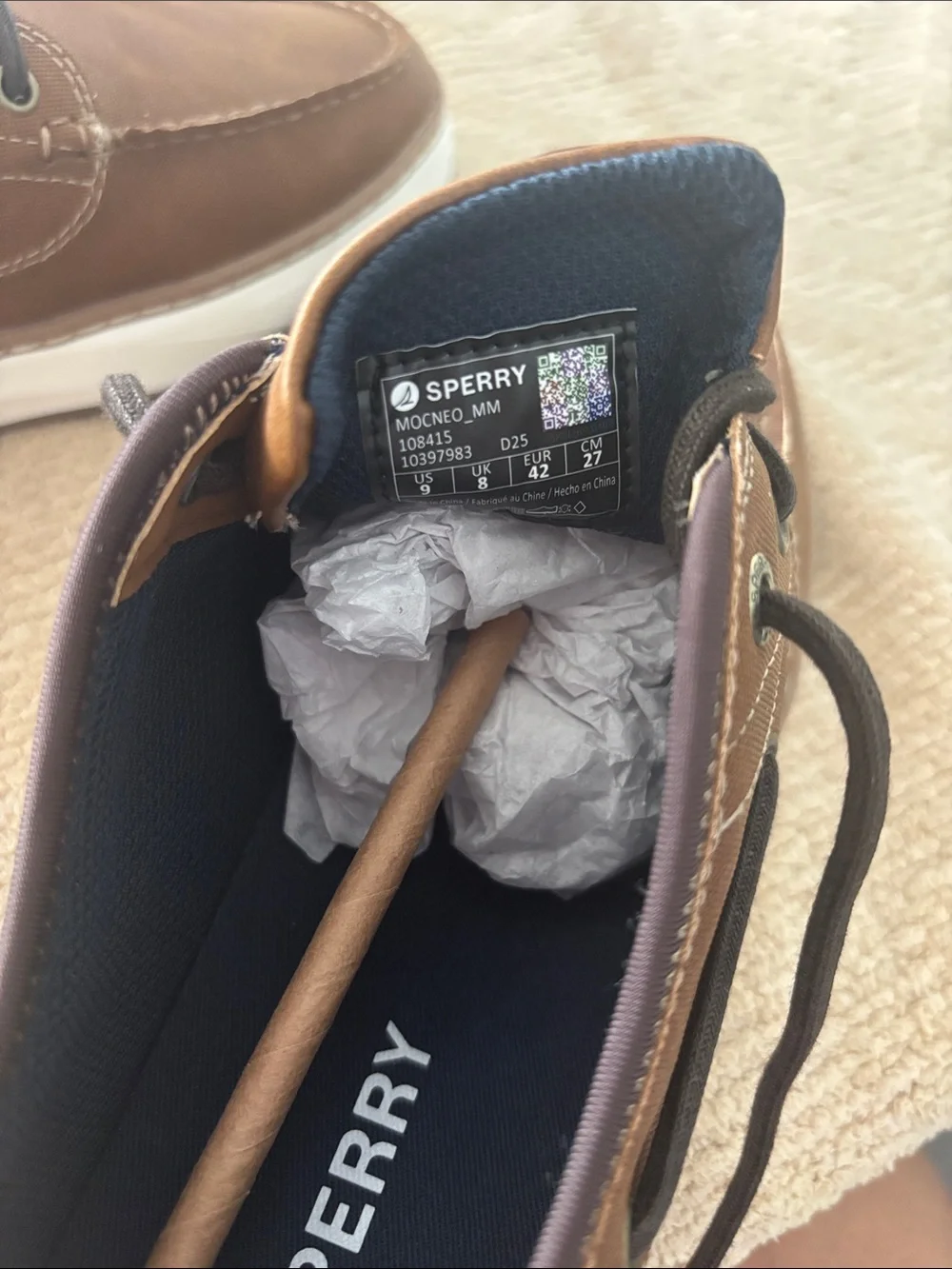 Sperry Brown Leather Men’s Boat Shoe with White Sole